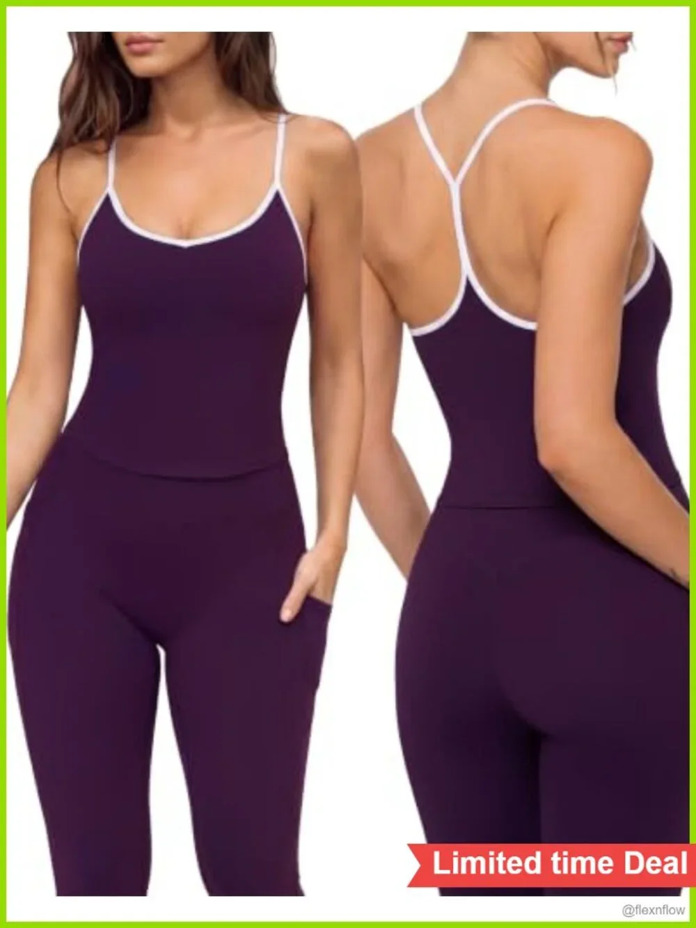 Two Piece Workout Set Sports Bra High Waisted Leggings Padded Scrunch